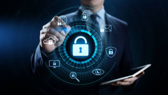 An icon of a lock surrounded by other small digital security icons.