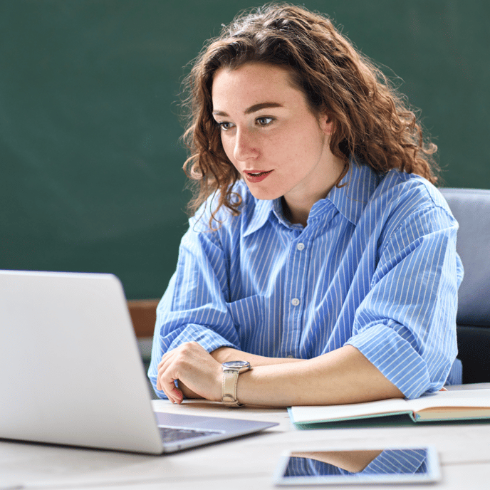 Hybrid worker on laptop AdobeExpress